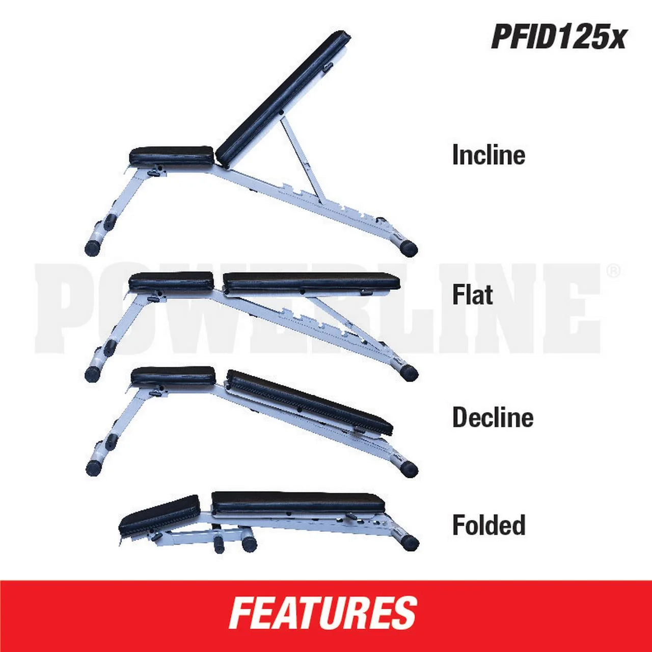 PFID125X Powerline Flat Folding Home Gym Workout Multi-Bench Press